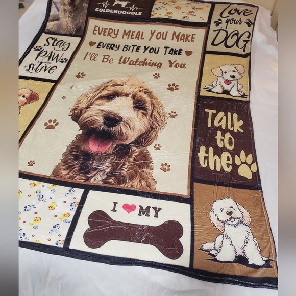 1054- Goldendoodle Love Your Dog Blanket NWT - Picture 2 of 7